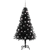 vidaXL Sapin de Noël avec 150 LED avec support Noir 150 cm PVC
