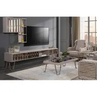 Xl Moebel Gmbh Support TV RTV Étagères murales Table basse Beige Métal Moderne Salon Set 3pcs