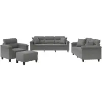 vidaXL Ensemble de canapés 4 pièces avec coussins gris foncé Tissu microfibre