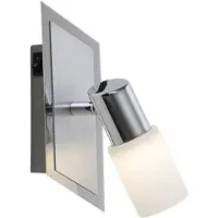 TRIO Spot LED avec interrupteur, aluminium brossé, verre blanc balayé