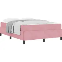 vidaXL Cadre de lit avec matelas rose 160 x 200 cm Tissu