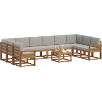 vidaXL Ensemble de canapés d'extérieur avec coussins 11 pièces Naturel et gris clair