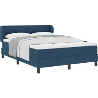 vidaXL Lit boxspring avec tête de lit bleu 160 x 200 cm Tissu