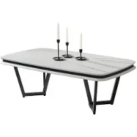 Xl Moebel Gmbh Table basse blanche moderne Table de salon Table en métal Meubles de salon Tables