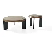 Xl Moebel Gmbh Table basse Table d'appoint Designer Table ronde brune Table de salon Nouveau