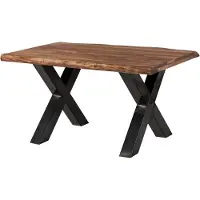 MASSIVMOEBEL24.DE MASSIVMOEBEL24 | Table à manger 160x90 en bois de Sheesham teinté brun mat pieds en X anthracite brillant FREEFORM 5