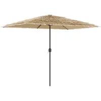 Syfax Parasol de jardin avec LED et mât en acier marron 300x200x250cm