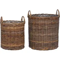 vidaXL Panier À Plantes Avec Stockage 2 Pcs Marron Rotin Lacak