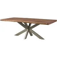 MASSIVMOEBEL24.DE MASSIVMOEBEL24 | FREEFORM 5 Table de salle à manger en sheesham - décapé / gris - pieds en X anthracite mat 220x100