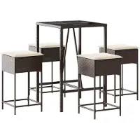 Syfax Ensemble de bar de jardin avec coussins 5 pcs marron poly rotin