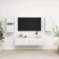 Prolenta Maison Exclusive - Ensemble de meubles TV 5 pcs Blanc Bois d'ingénierie
