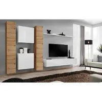 Xl Moebel Gmbh Meuble mural blanc Meuble en bois Armoire design Armoire murale complète Étagère murale