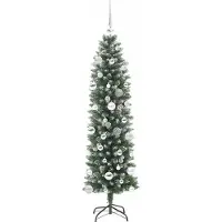 vidaXL Arbre de Noël artificiel slim avec 150 LED Vert et blanc 150 cm