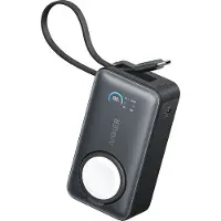 Anker Power Bank MagGo Apple Watch, 10000 mAh, Ultra-Fin, Qi2 35W, câble USB-C intégré, Noir