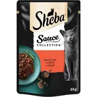 Sheba Sauce Collection Juicy Flavours sachet 28x85 g nourriture complète humide pour chats adultes morceaux de bœuf en sauce