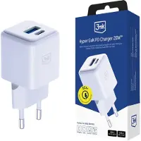 3MK Chargeurs rapides Hyper GaN Charger 20W QC4+ PD PPS USB 1A1C Blanc