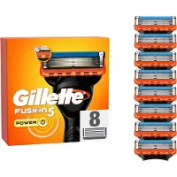 Gillette Fusion 5 Power, lames de rasoir pour hommes, pack de 8 lames originales, couleur orange