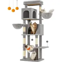 Songmics , arbre à chat XL, multi-étages, avec cachette, couleur gris colombe