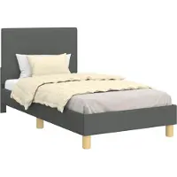 vidaXL Sommier de lit d'enfant avec tête de lit gris foncé 80 x 160 cm Tissu