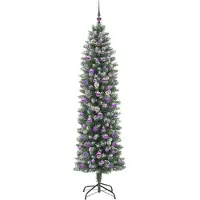 vidaXL Arbre de Noël artificiel slim avec 300 LED Vert et blanc 210 cm