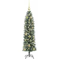vidaXL Arbre de Noël artificiel élancé vert et blanc 150 cm
