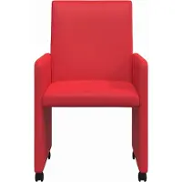 vidaXL - 2 chaises de salle à manger avec roulettes, revêtues en similicuir rouge