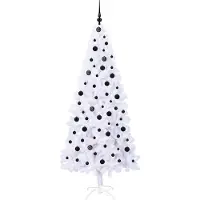 vidaXL Sapin de Noël artificiel avec 300 LED Blanc 210 cm PVC et Acier