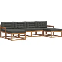 vidaXL Ensemble de canapés d'extérieur avec coussins 6 pièces Nature et Anthracite