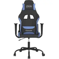 vidaXL Chaise de jeu avec fonction de massage Noir et bleu Tissu