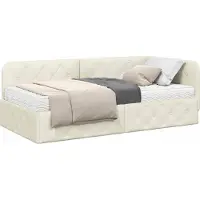 vidaXL Cadre de lit d'angle crème 90 x 190 cm Velours