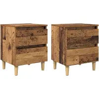 vidaXL Meubles de lit avec tiroir 2 pcs Bois Ancien 40 x 35 x 50 cm