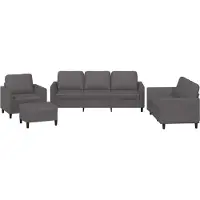 vidaXL Ensemble de canapés 4 pièces avec coussins Gris Similicuir
