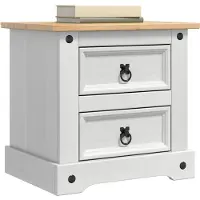 vidaXL Table de chevet avec tiroir Blanc 53 x 39 x 47 cm Pin massif