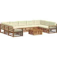 vidaXL Ensemble de salon de jardin 10 pièces, bois d'acacia massif, couleurs naturelles et crème