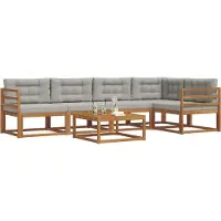 vidaXL Ensemble de canapés d'extérieur avec coussins 6 pièces Naturel et gris clair