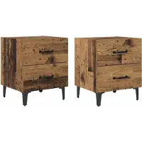 vidaXL Armoire de lit avec tiroir 2 pcs Bois ancien 40 x 35 x 47.5 cm