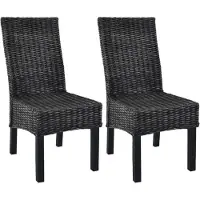 vidaXL Chaises de salle à manger 2 pcs. noir Kubu rotin et bois de mangue