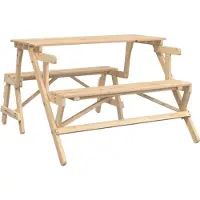 vidaXL Table de pique-nique avec bancs 2-en-1 en bois massif de sapin