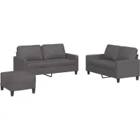 vidaXL Ensemble de canapés 3 pièces avec coussins Gris Similicuir