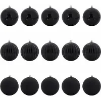 vidaXL Ensemble de Boules de Noël 15 pcs Noir Plastique