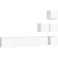 vidaXL Meuble TV mural blanc en bois composite