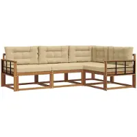 vidaXL Ensemble de canapés d'extérieur avec coussins 4 pièces Nature et Beige
