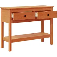 vidaXL Table console Cire marron 100 x 35 x 75 cm Pin massif