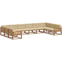 vidaXL Ensemble de salon de jardin 10 pièces, couleurs naturelles et beige