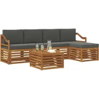 vidaXL Ensemble de canapés d'extérieur avec coussins 6 pièces Nature et Anthracite
