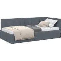 vidaXL Cadre de lit d'angle avec tête de lit gris foncé 90 cm x 190 cm velours