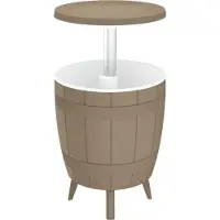 vidaXL Table 3 en 1 avec seau à glace Marron clair Polypropylène