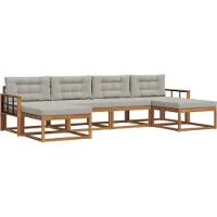 vidaXL Ensemble de canapés d'extérieur avec coussins 6 pièces Naturel et gris clair