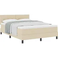 vidaXL Lit boxspring avec tête de lit Crème 140 x 190 cm Tissu