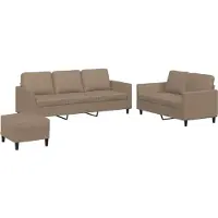 vidaXL Ensemble de canapés 3 pièces avec coussins Cappuccino-Brun Similicuir
